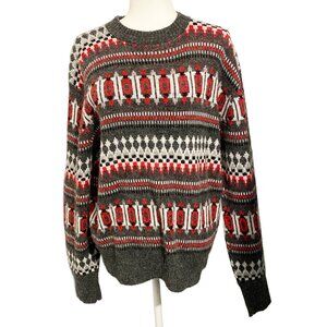 Stunning Orlon Campus Vintage Sweater in Gray and Red